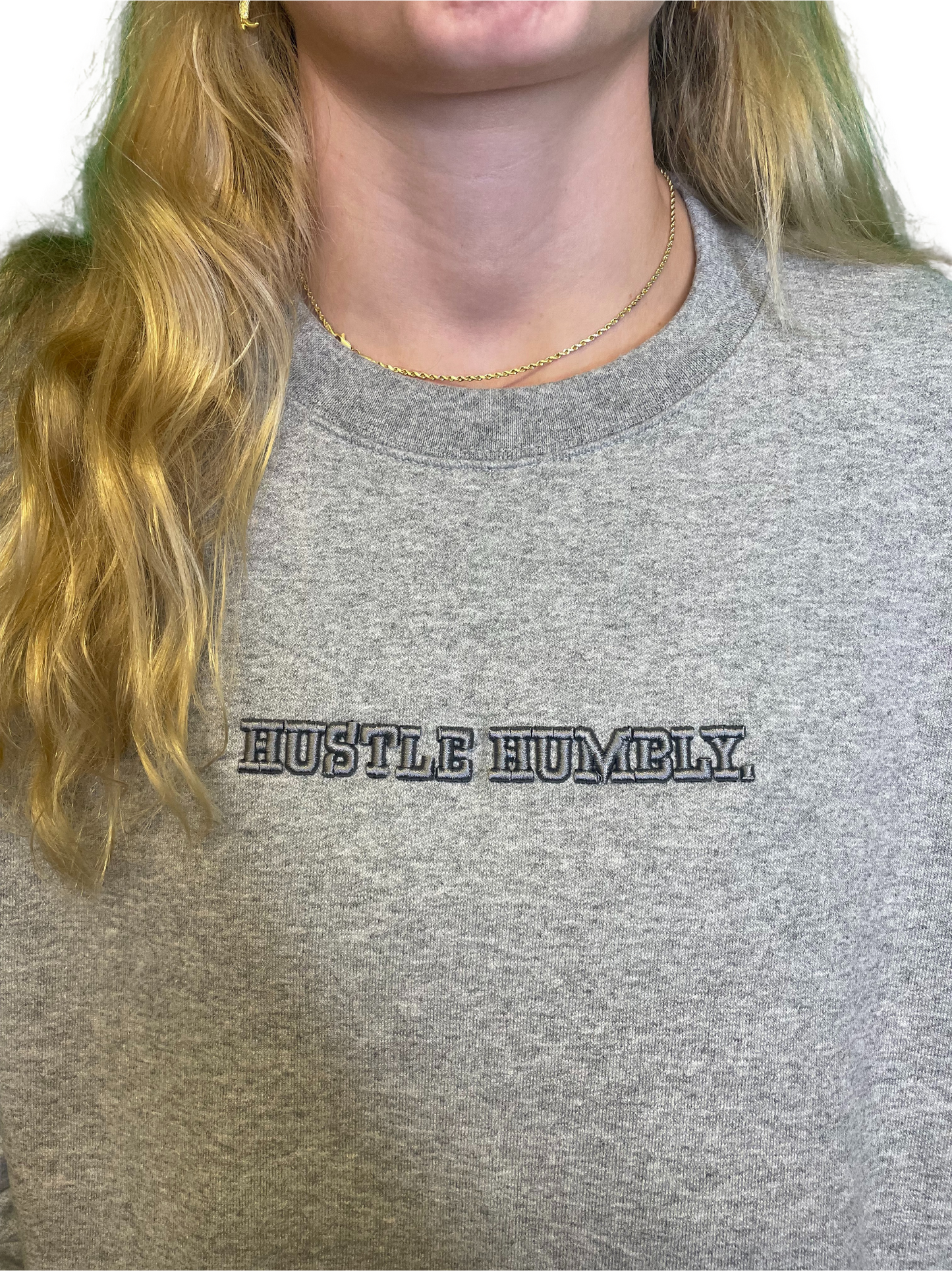 Hustle Humbly. embroidered crewneck